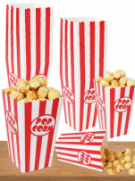Кутийки за пуканки Pop Corn в червено и бяло, 24бр. в пакет /Ch/