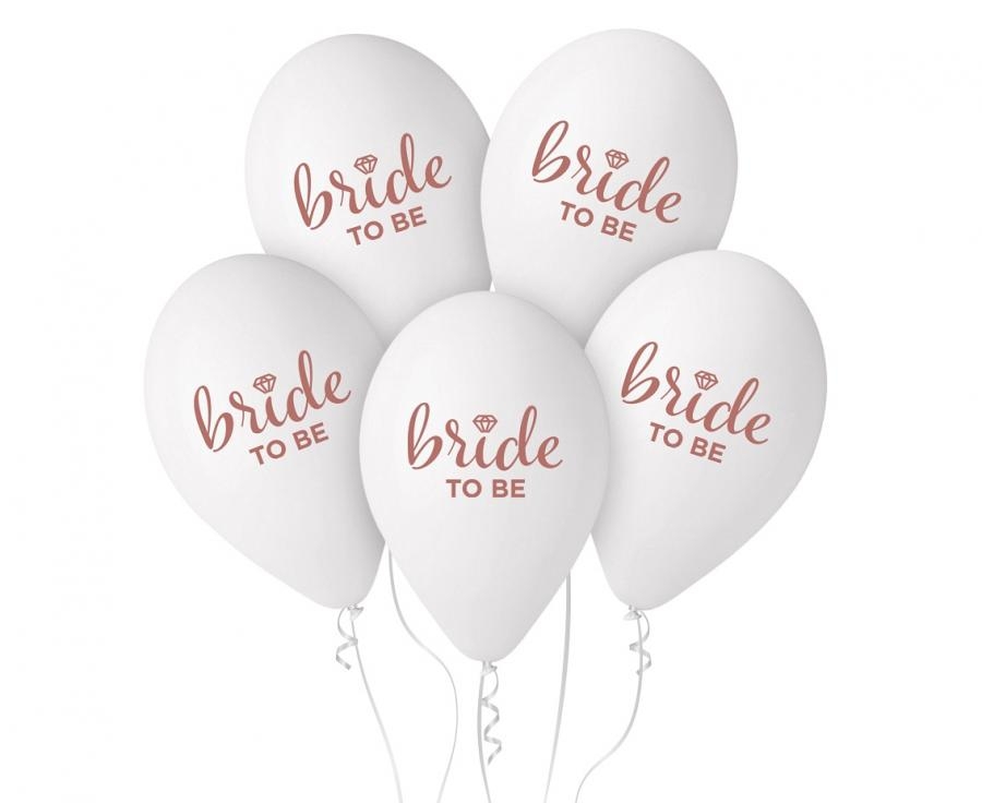 Балони с надпис "Bride to be", Моминско парти, 5 бр./оп. /Gd/