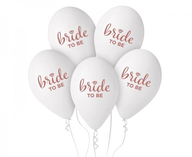 Балони с надпис "Bride to be", Моминско парти, 5 бр./оп. /Gd/