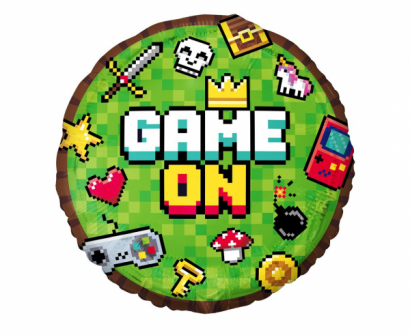Фолиев балон Геймърски рожден ден, майнкрафт / Game on, 36 см /Gd/