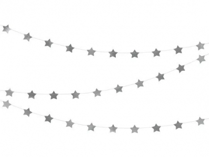 Гирлянд за декорация сребро блестящи звезди, 3,60м дължина /Pd/