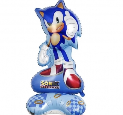 Голям стоящ фолиев балон Соник, 148 см /Pe/
