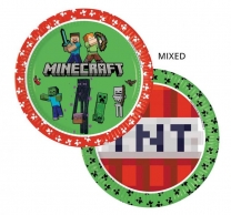Хартиена чинийка Майнкрафт ТНТ / Minecraft TNT, 23 см, две визии, 8 бр. /Gd/