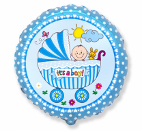Фолиев балон Бебе момче количка / Baby Buggy Boy 40 см, Flexmetal /Gd/