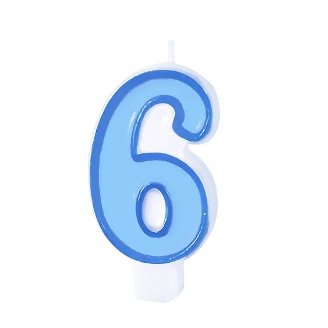Свещичка цвят син, цифра 4 /Pp/