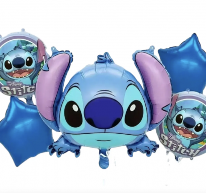 Комплект 5 бр. фолиеви балони Стич /Pe/