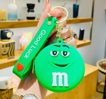 Силиконов ключодържател, портмоне, бонбон M&M, цвят зелен /Tr/