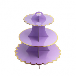 Стойка за мъфини лилава, със златен блестящ кант /Gx/