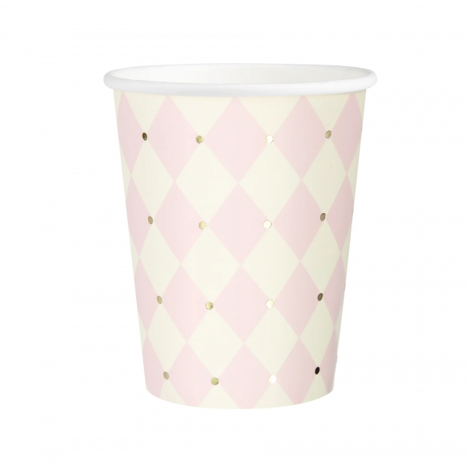 Хартиена чашка Бебе момиче ромбоиди, 270 мл, 6 бр. в опаковка /Pp/