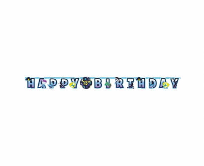 Банер гирлянд за декорация Фортнайт / Battle Royal с текст Happy Birthday, 3,2 м дължина с добавяне на годината  Amscan /Gd/
