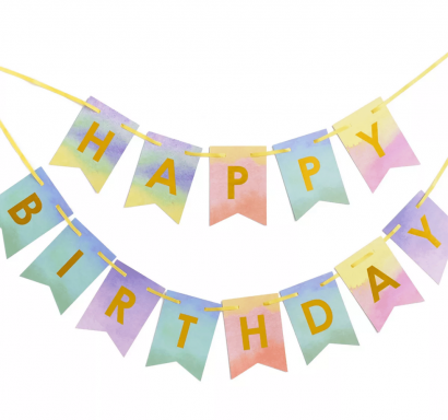 Банер гирлянд Happy Birthday, преливащи цветове, 2,0м. /Pe/
