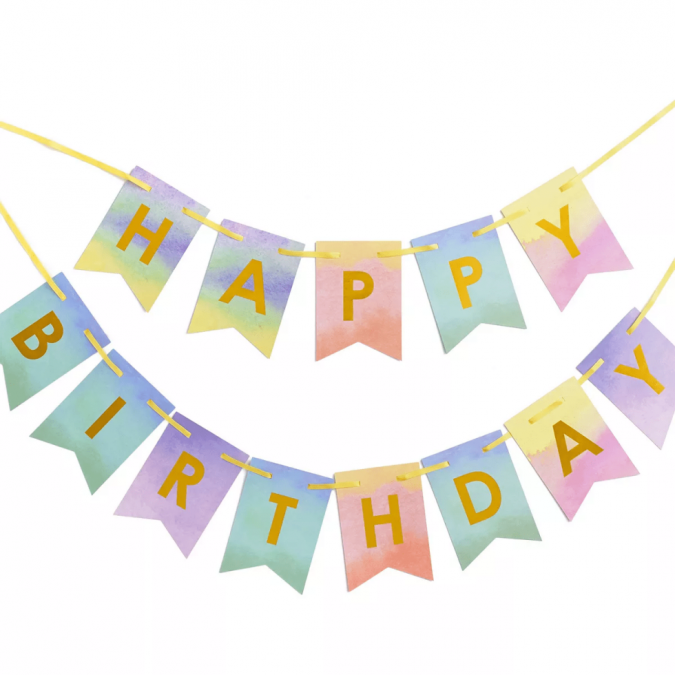 Банер гирлянд Happy Birthday, преливащи цветове, 2,0м. /Pe/