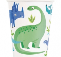 Хартиена парти чашка 250 мл Динозаври /  Blue and Green Dinosaur, 8 бр. в опаковка /Un/