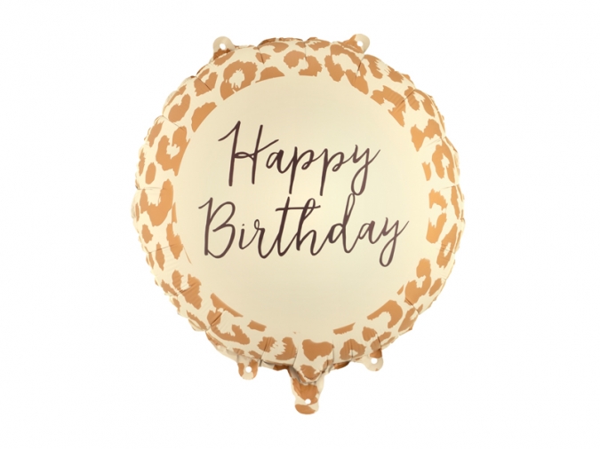 Фолиев балон Happy Birthday с леопардов принт, 45 см /Pd/