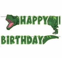 Банер гирлянд за декорация Динозаври Джурасик / Dinosaur Jurassik, 2,5м. дължина 16 флагчета