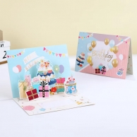 Луксозна отваряема 3D картичка Happy Birthday, Балони, 13x19см, с включен плик /Pe/