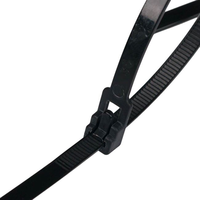 Пластмасови черни връзки, тип свинска опашка, за многократна употреба, 45 бр. /Mb/