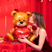 Фолиев балон стоящо Мече със сърце Love, 41х50см /Pp/