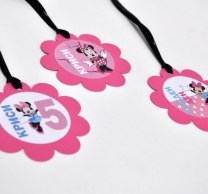 Персонализиран парти медальон Мини Маус, 5бр. пакет