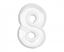 Фолиев балон цифра 8, цвят бял, 92 см /Gd/