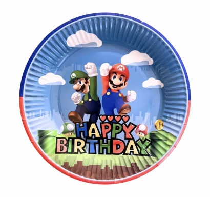 Хартиена чинийка Супер Марио, 18 см диаметър, 10 бр. в опаковка /Pe/