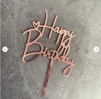 Декорация за торта в розово злато с текст Happy Birthday /Ch/