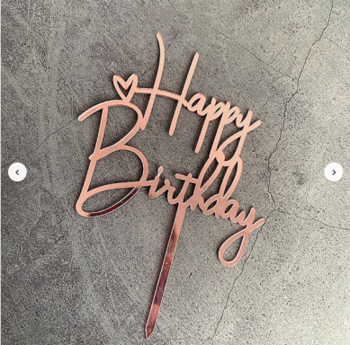 Декорация за торта в розово злато с текст Happy Birthday /Ch/