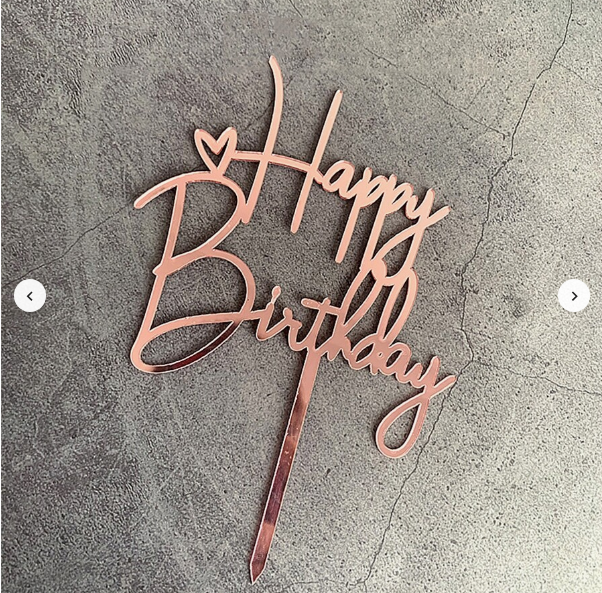 Декорация за торта в розово злато с текст Happy Birthday /Ch/