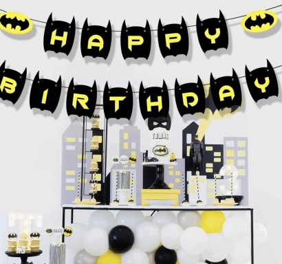 Банер гирлянд Батман, Happy Birthday, 2,5м. /Pe/
