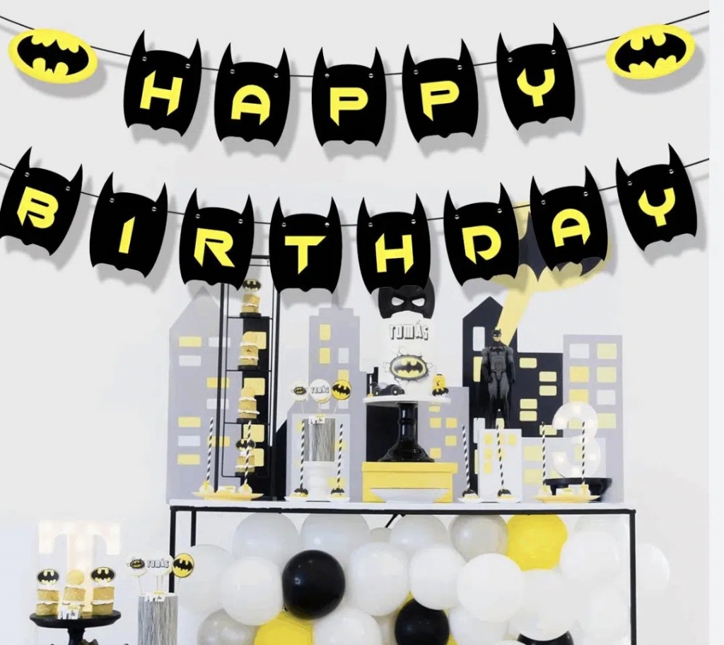 Банер гирлянд Батман, Happy Birthday, 2,5м. /Pe/