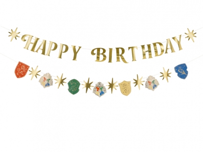 Банер Хари Потър Happy Birthday, 200 см, златен /Pd/