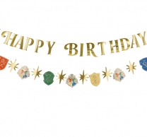 Банер Хари Потър Happy Birthday, 200 см, златен /Pd/