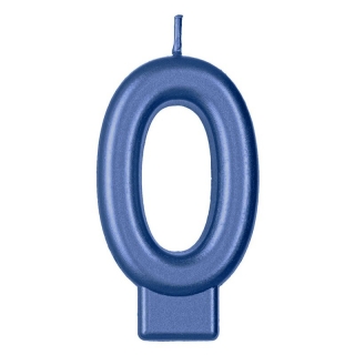 Свещичка цифра 0, цвят син металик /Mb/