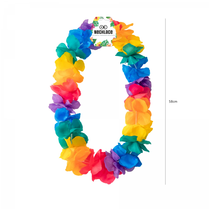 Хавайска огърлица от цветя, различни цветове, 115см /Pp/