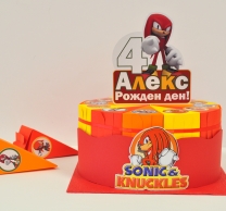 Хартиена торта с декорация и персонализация Соник Knuckles