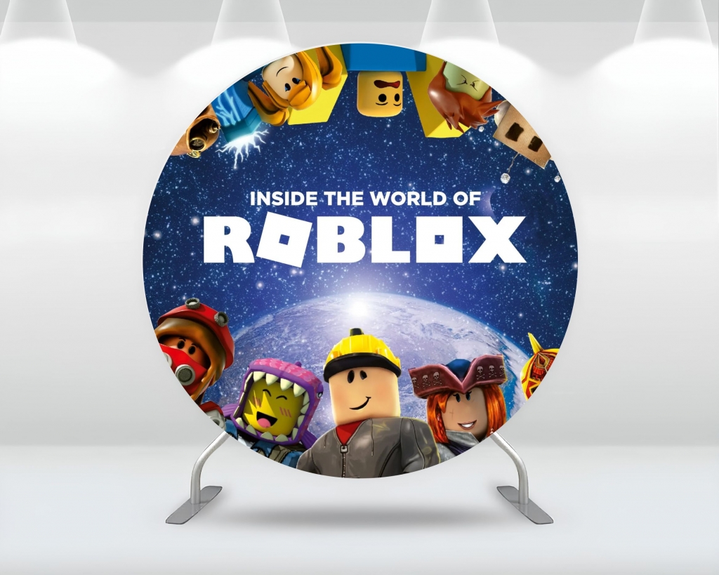 Винил за фон на рожден ден, Роблокс, кръг, диаметър 100см