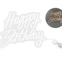 Неонов LED надпис Happy Birthday, бяла светлина, 40x29.5см /Pd/