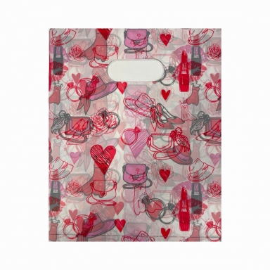 Подаръчна торбичка в розово и червено, 20х25 см /Pe/