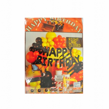 Комплект за украса с балони Строителни машини, 57 броя /Pe/