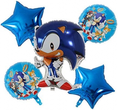 Комплект 5 бр. фолиеви балони Соник /Pe/