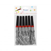 Парти свирки с холограмни ленти, цвят сребро, 6 броя /Km/