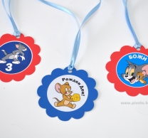 Персонализиран парти медальон Том и Джери, 5бр. пакет