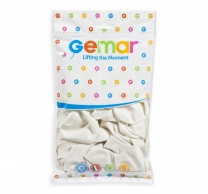 Балон цвят бял / White, диаметър 26 см, 100 бр. в пакет, Gemar G90 #001