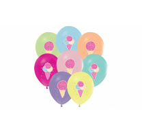 Комплект 10 бр. латексови балони Сладолед, микс цветове /Tr/