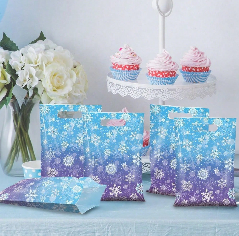 Подаръчни торбички, пликове за сладки Снежинки, Коледа, 16х25см, 20 бр. в опаковка /Ch/