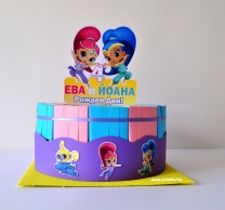 Хартиена торта с тематична декорация и персонализация Искрица и Сияйница / Шимър и Шайн