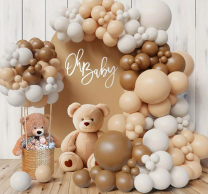 Комплект за арка 108 бр. балони в кафяво, бяло и лате /Ch/