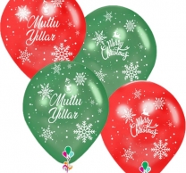 Комплект 5 бр. балони Коледа с печат Mutlu Yillar/Marry Christmas /Tr/
