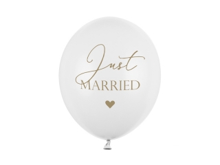 Комплект 6бр. балони Just Married, Сватба, младоженци /Pd/
