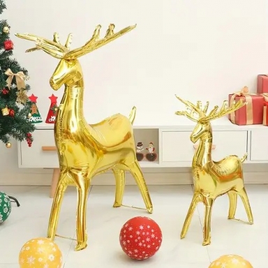 Фолиев стоящ балон Златни Елени, 2 броя, Коледа, 120см /Tm/